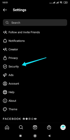 Paramètres de sécurité d'Instagram