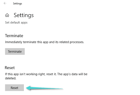 Réinitialiser les options Windows 10