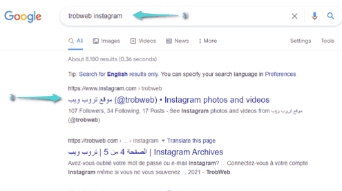 Rechercher quelqu'un sur Instagram à l'aide de la recherche Google
