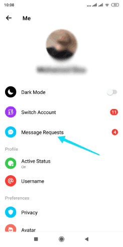 Demandes de messagerie sur Facebook Messenger
