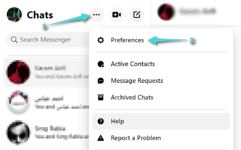 Préférences de Facebook Messenger