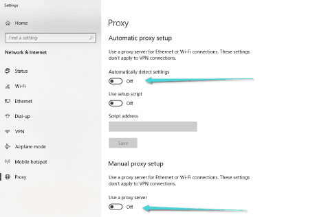 Vérifiez les paramètres de votre serveur proxy