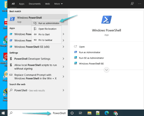 Réinitialiser les paramètres via PowerShell