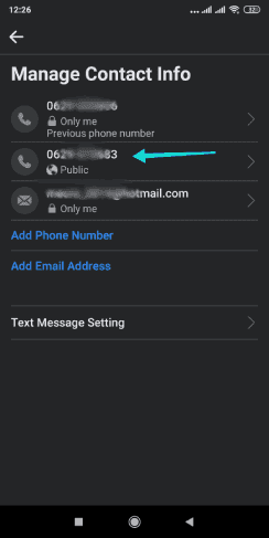 Masquer le numéro de téléphone de Facebook