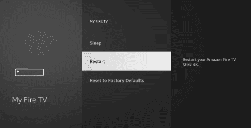 Redémarrez votre clé Fire TV