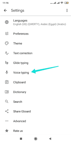 Paramètres de saisie vocale sur le clavier