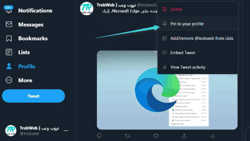 Épinglez votre tweet sur votre profil Twitter