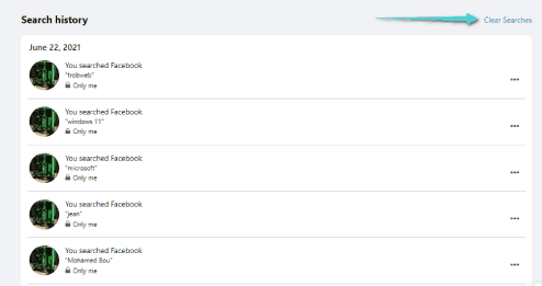 Supprimer toutes les recherches sur Facebook