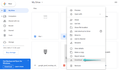 تنزيل ملفات Google Docs من جوجل درايف