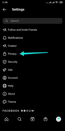 Paramètres de confidentialité Instagram