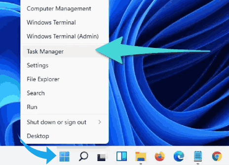Ouvrir Task Manager dans le menu démarrer