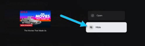 Masquer les films et les programmes d'une section Continue Watching sur Google TV