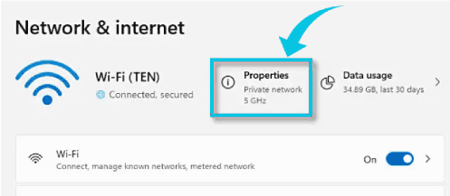 Propriétés du réseau sur Windows 11