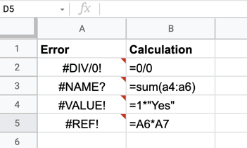 إخفاء رسائل الأخطاء في Google Sheets 