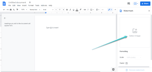 إضافة العلامة المائية في google docs