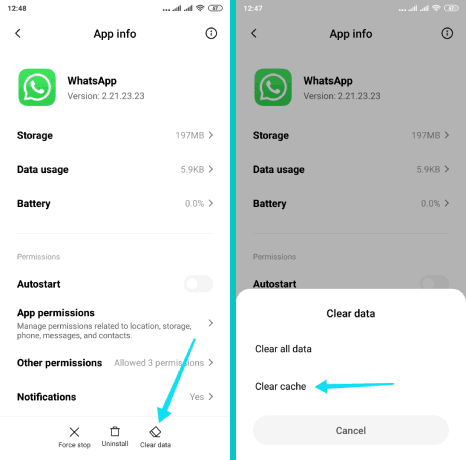 Effacer le cache WhatsApp