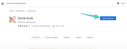 إضافة ملحق Social Tools في متصفح كروم