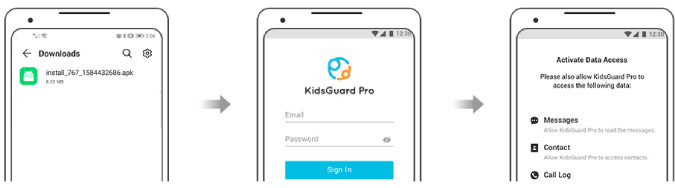 Installez l'application KidsGuard Pro Sur votre téléphone Android