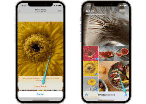 supprimer des photos de l'iphone