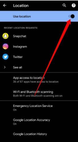 Vérifiez vos paramètres de localisation pour résoudre le problème de Snapchat Map qui ne fonctionne pas