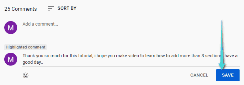 Enregistrez le commentaire après l'avoir modifié sur YouTube