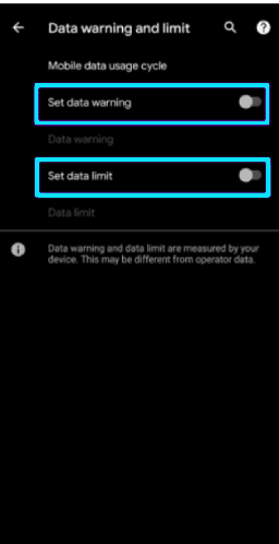 Supprimer la limite de données mobiles sur Android