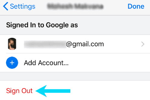 Supprimer le compte Google du navigateur Chrome sur iPhone