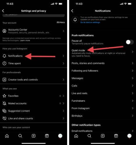 Activer le mode silencieux sur Instagram