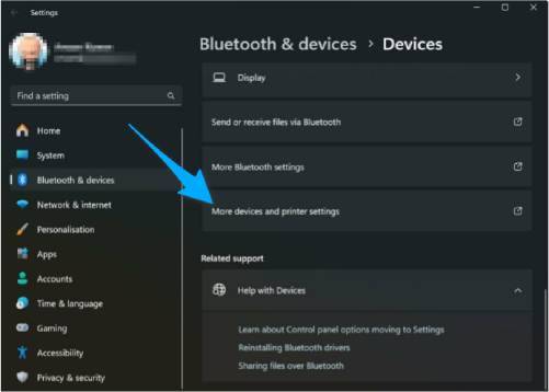 Paramètres du périphérique et de l'imprimante dans Windows 11