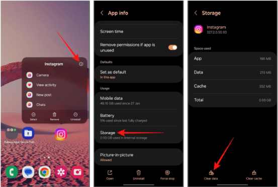 Vider le cache de l'application Instagram