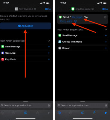 Utiliser une application Shortcuts Pour programmer un message sur iPhone